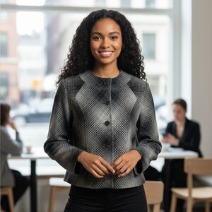 Pendleton Black and Gray Women's Blazer - Virgin Wool